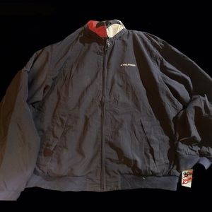 Vintage hilfiger large dark blue mens sports jacket